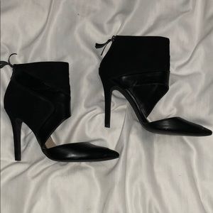 Zara black faux leather and faux suede heels